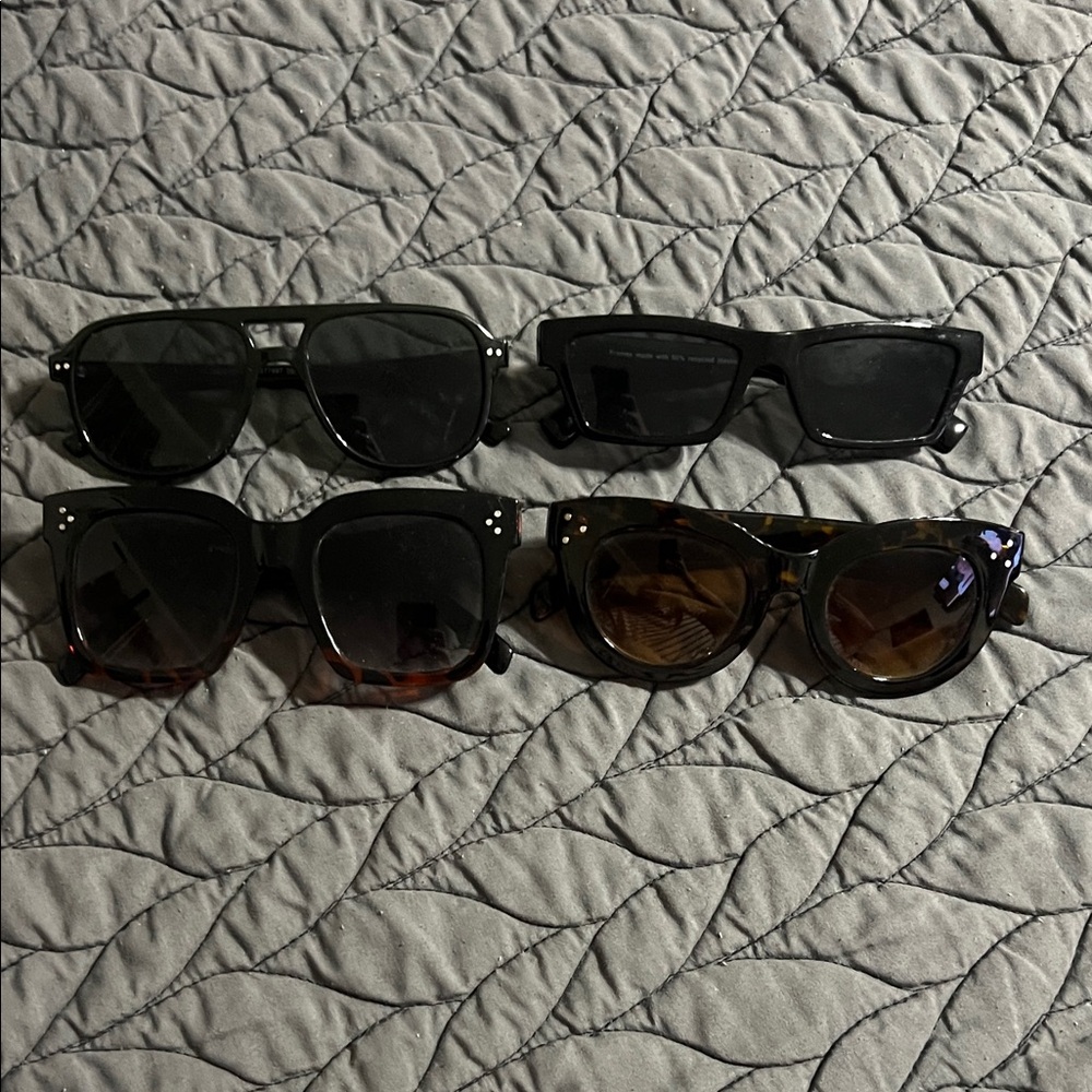 Set of Four Black and Brown Plastic Sunglasses